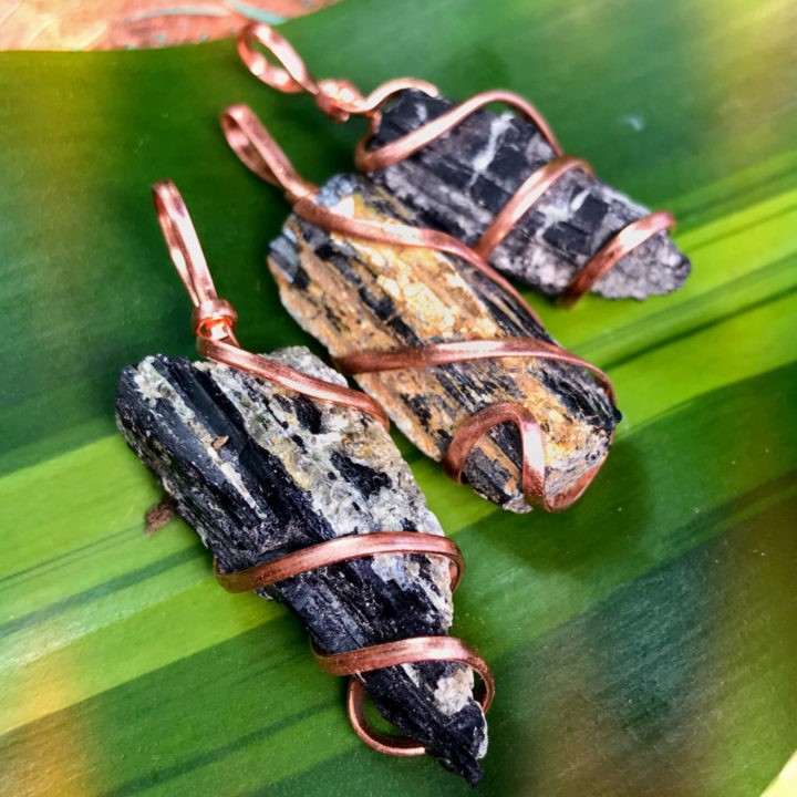 Black Tourmaline Wire Wrapped Protection Pendants