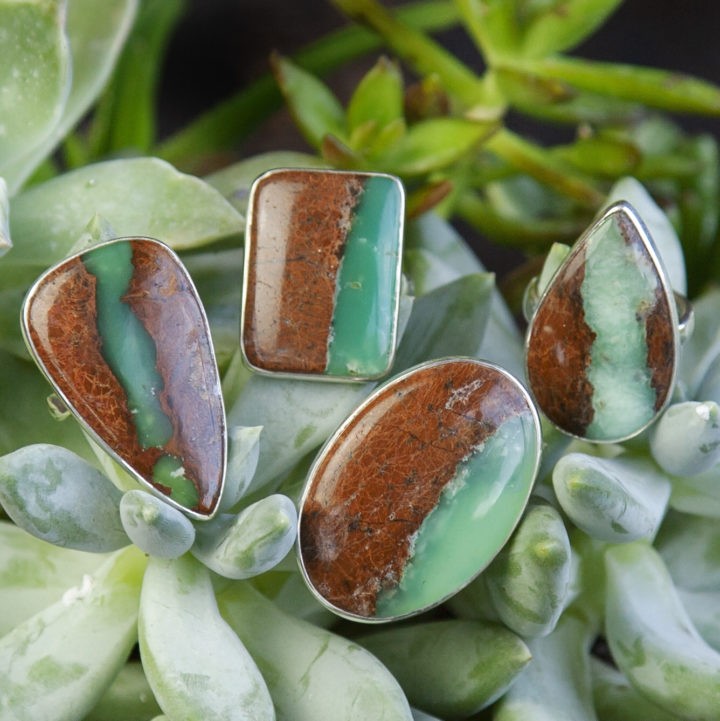 Chrysoprase Peace and Love Rings