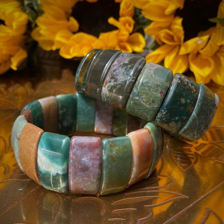 Fancy Jasper and Moss Agate Bracelets