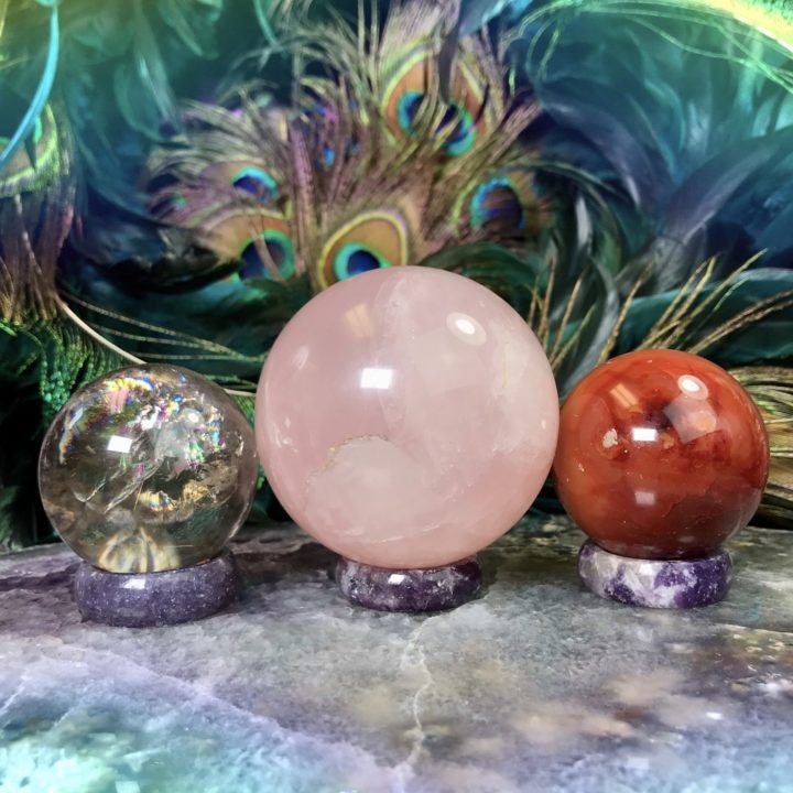 Flower of Life Lepidolite Sphere Stands