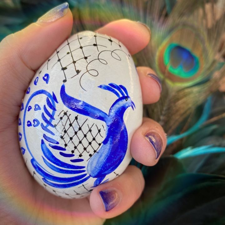 Hand Painted Wooden Peacock Eggs