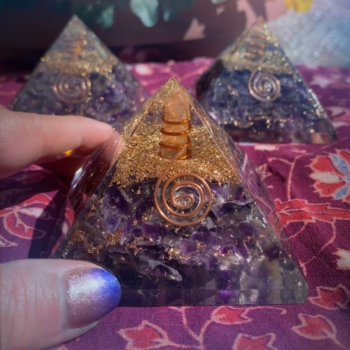 Amethyst Orgonite Healing and Purification Pyramids