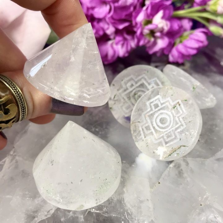 Clear Quartz Hand Carved Sri Yantra