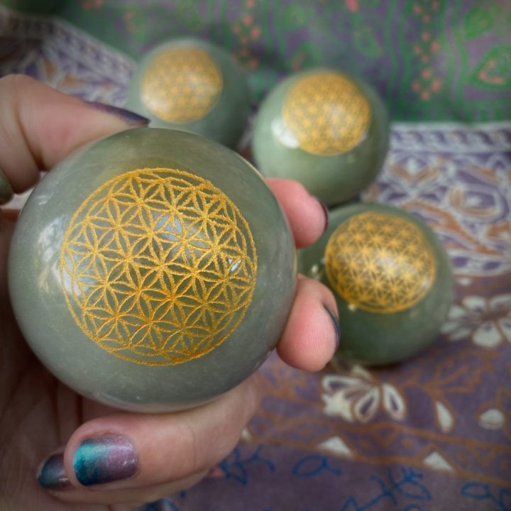 Green Aventurine Flower of Life Spheres