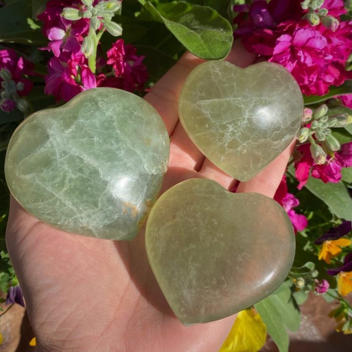 Green Fluorite Hearts