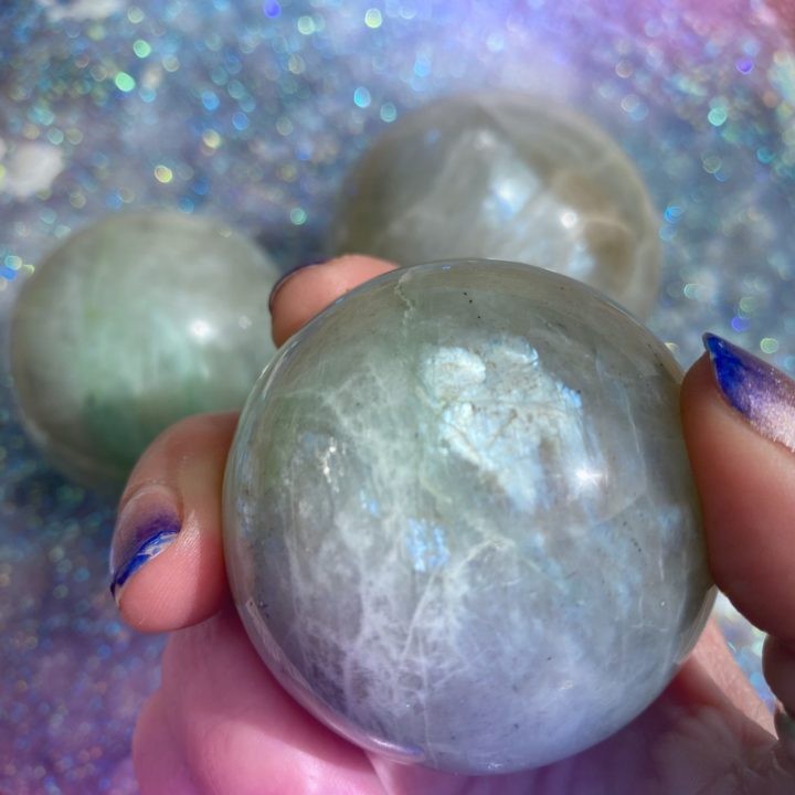 Moonstone and Garnierite Soul Path Spheres