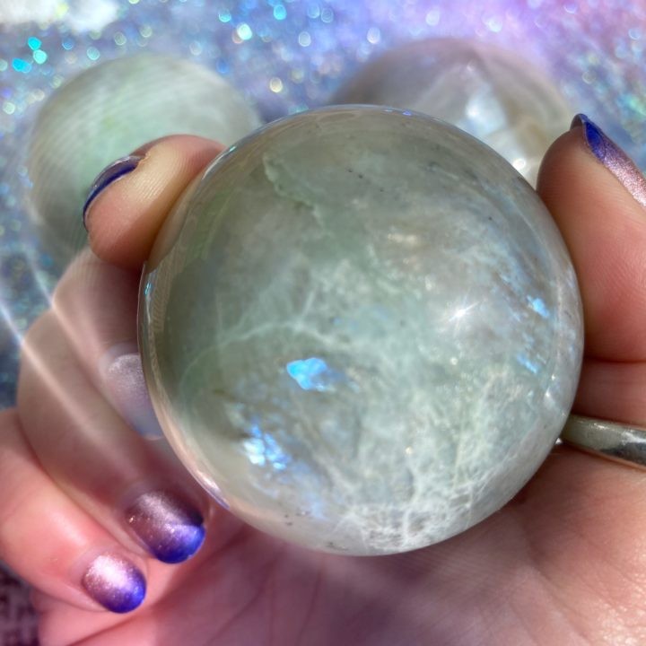 Moonstone and Garnierite Soul Path Spheres