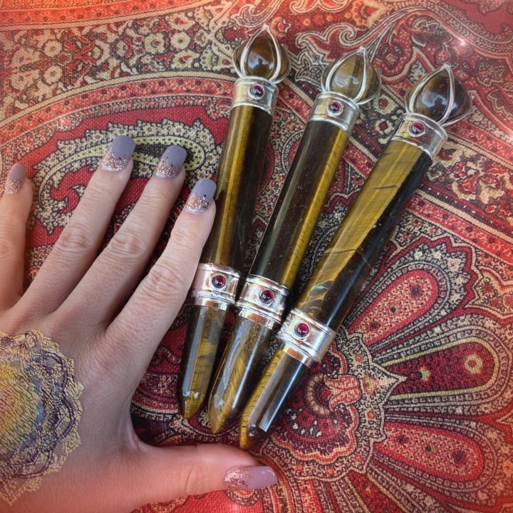 Tigers Eye and Garnet Goddess Athena Wands