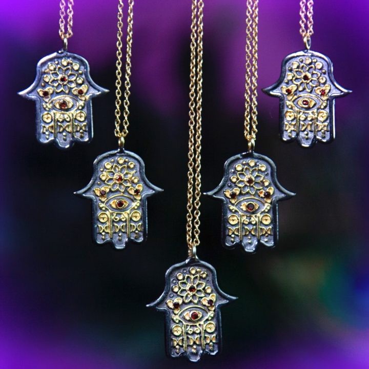 Hamsa Hand Garnet Protection Pendants