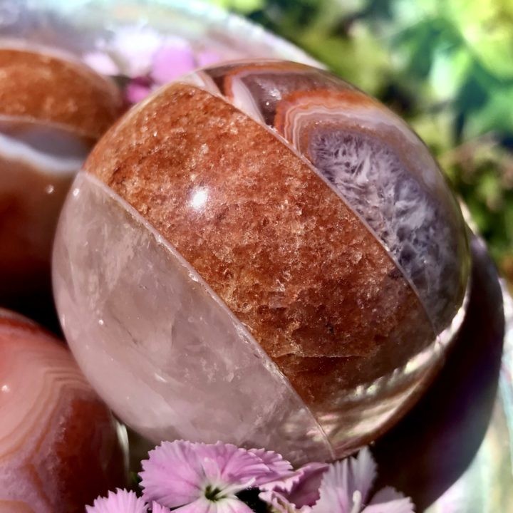 Rose Quartz, Peach Aventurine, and Carnelian Passion Spheres