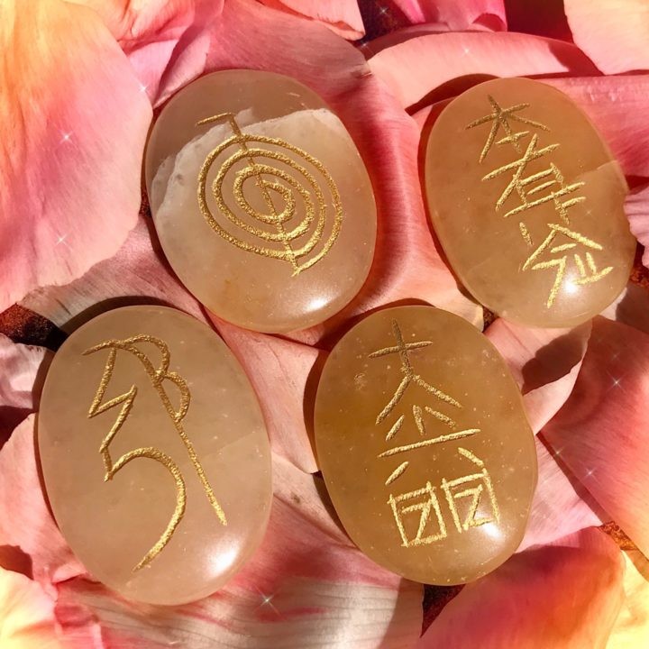 Yellow Aventurine Reiki Palm Stone Set