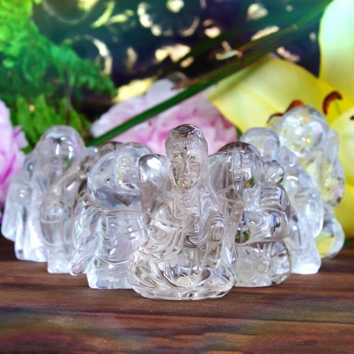 The 7 Gods of Good Fortune Clear Quartz Carvings