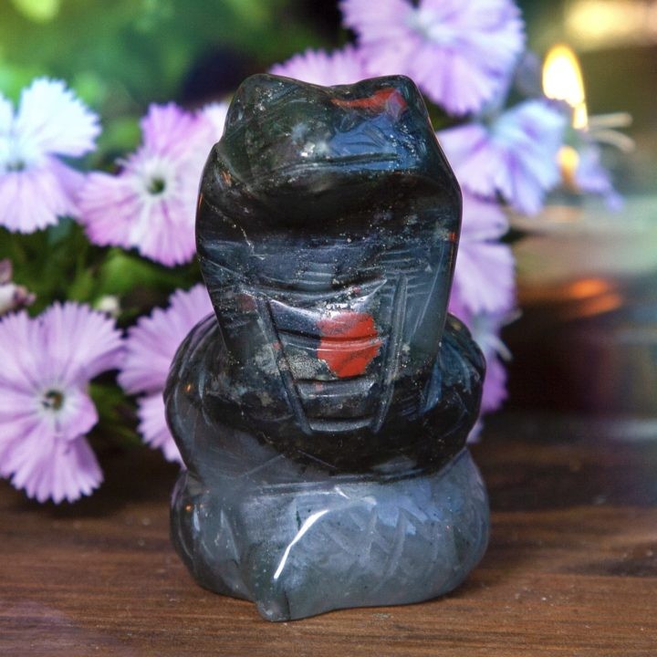 African Bloodstone Snake Carvings