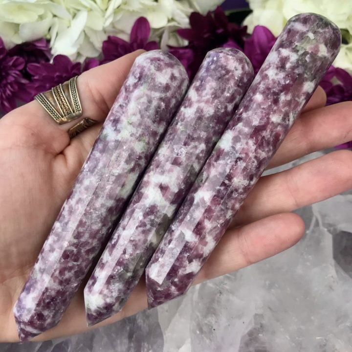 Lepidolite Faceted Massager Wand