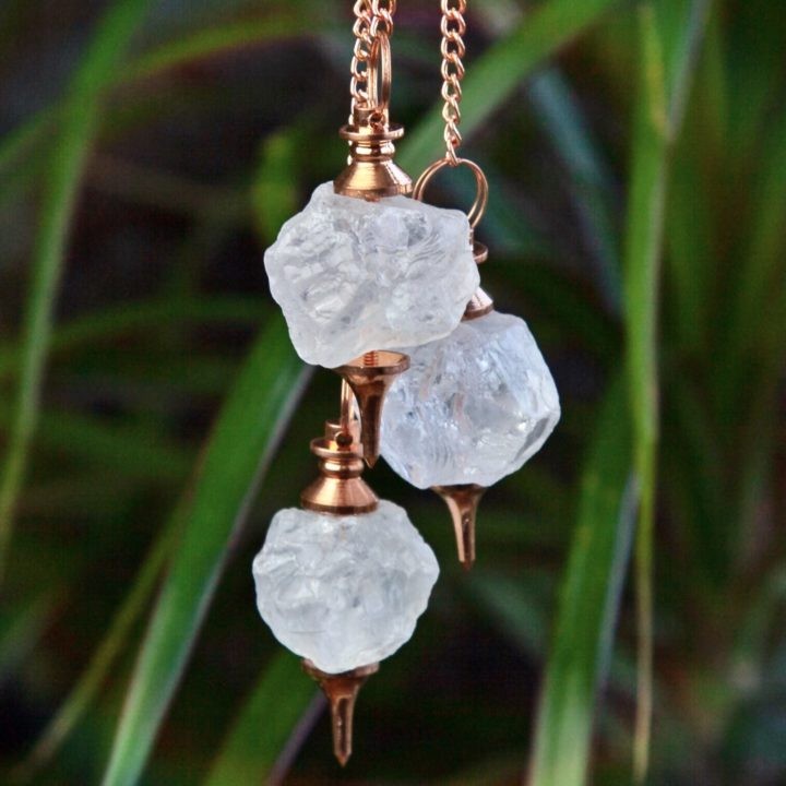 Natural Clear Quartz and Copper Pendulums