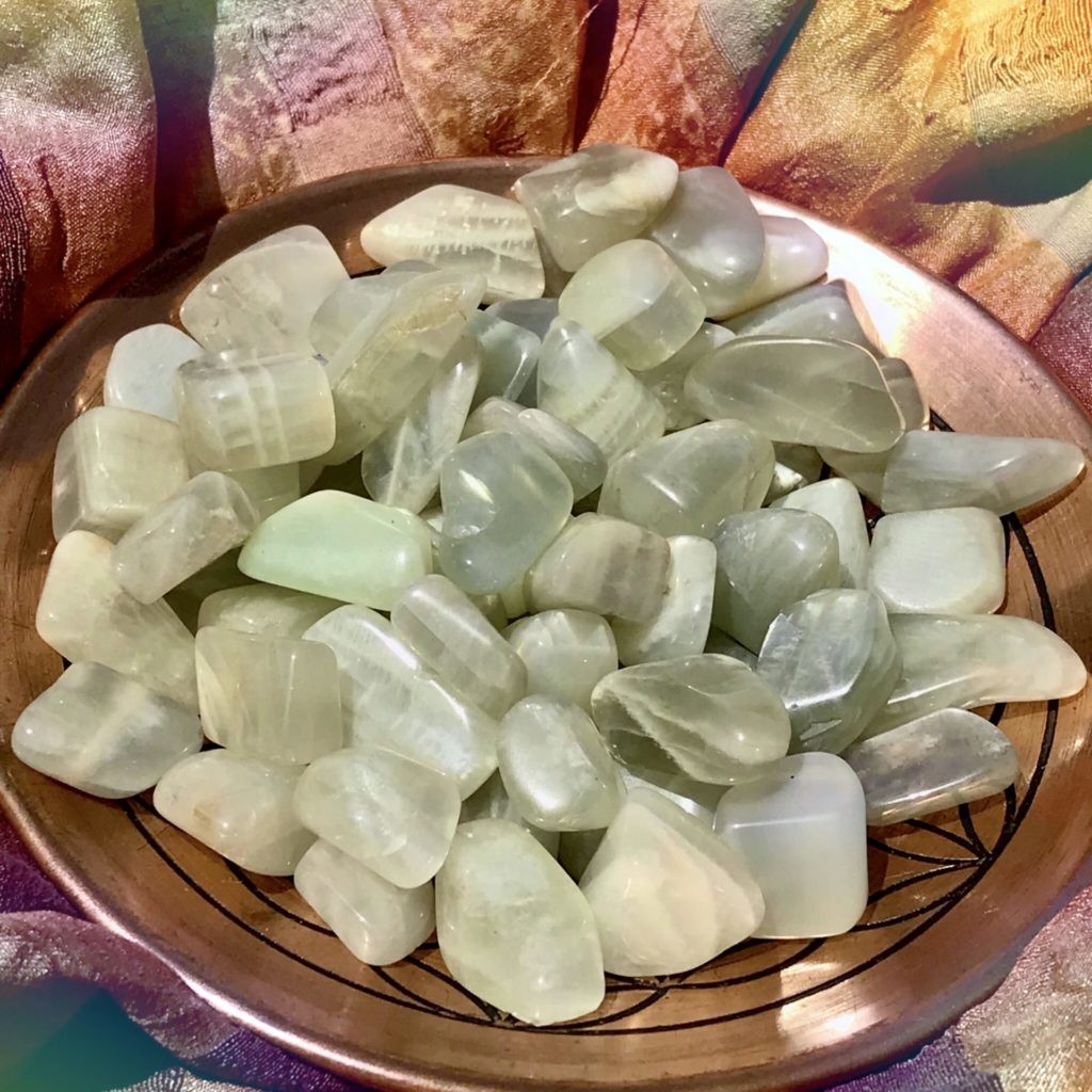 Tumbled Green Moonstone for heart healing and emotional balance