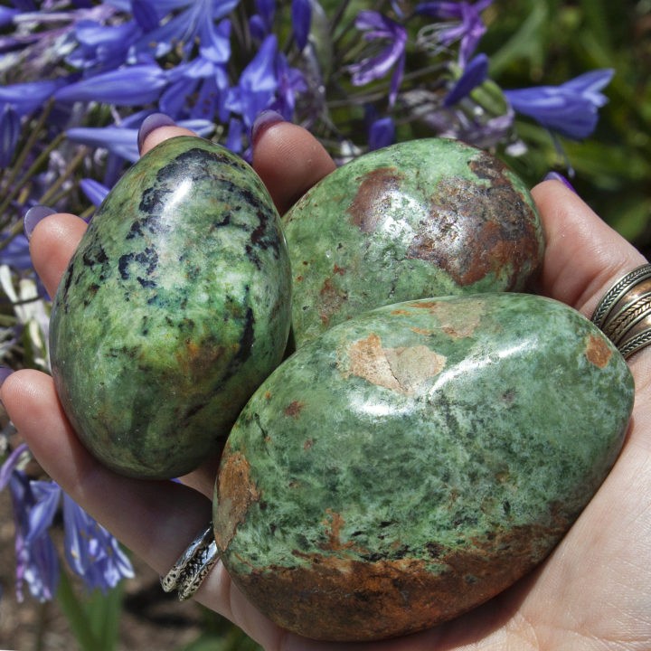 Chrysoprase Heart Healing Palm Stones