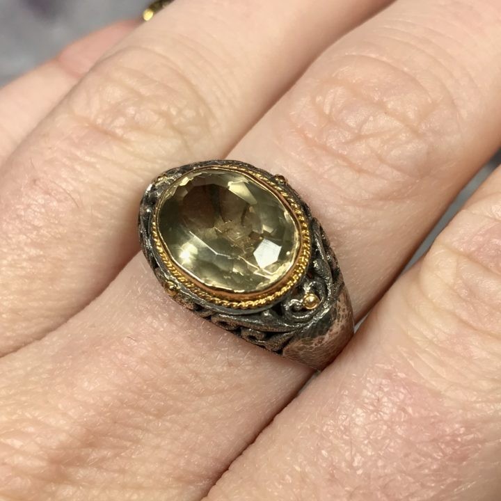 Citrine Monk Ring Size 8.5