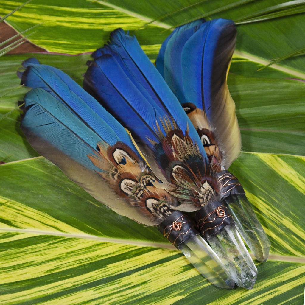 Macaw Feather Smudge Fans for ceremonial and magical work