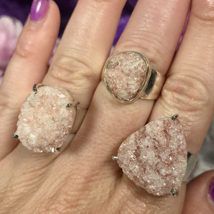 Pink Apophyllite Rings