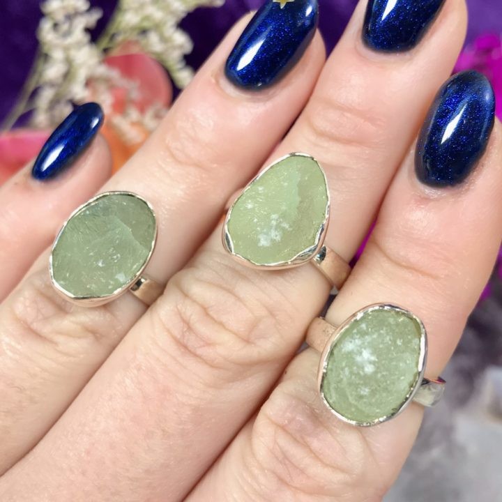 Prehnite Sterling Silver Adjustable Rings