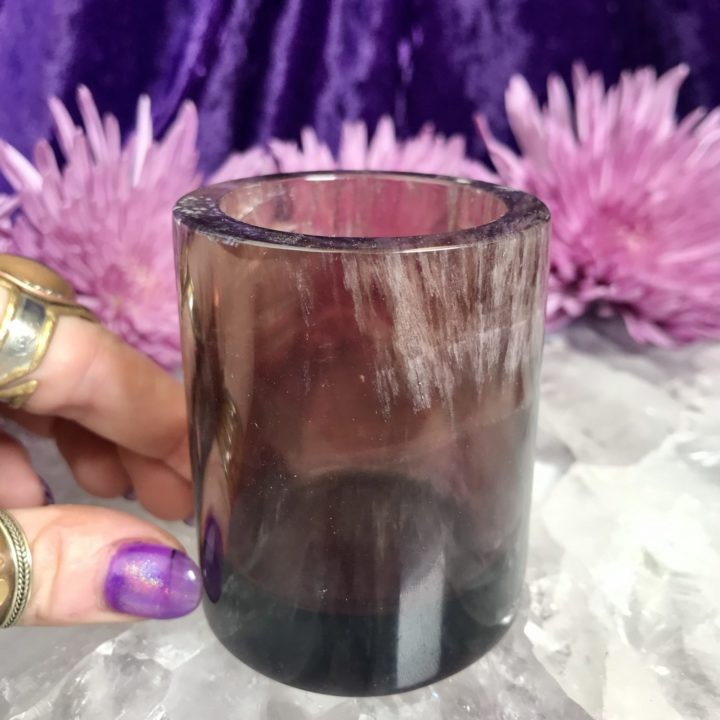 Purple Fluorite Tea Light Holder