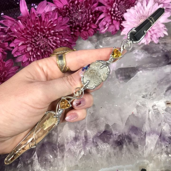 Healer's Gold, Citrine, Fairy Stone and Amber Wand