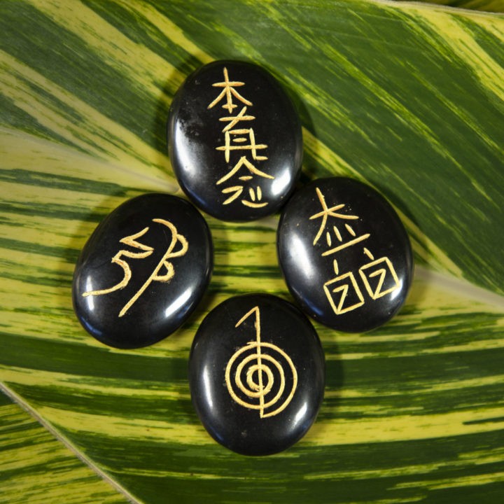 Black Agate Reiki Palm Stone Set