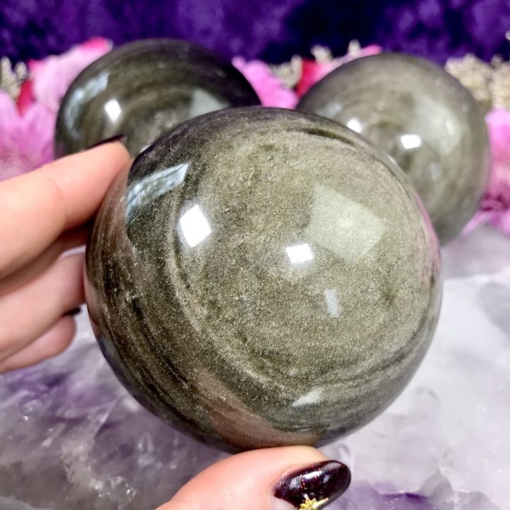 Golden Sheen Obsidian Spheres