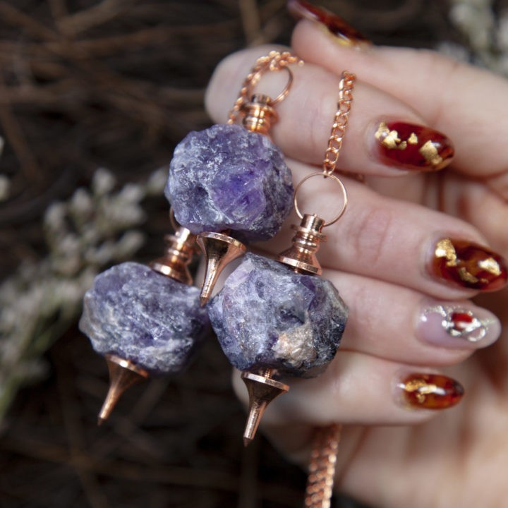 Natural Amethyst and Copper Pendulums