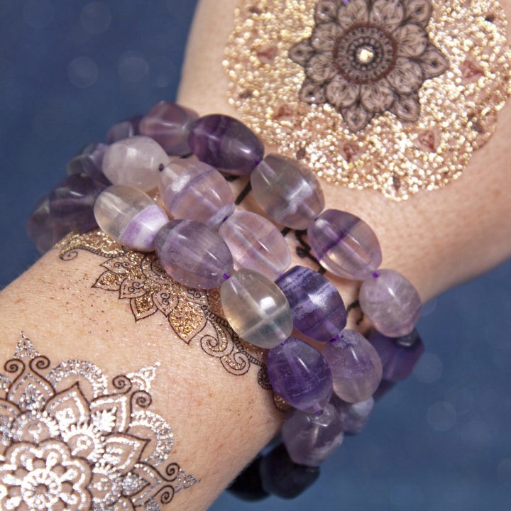 Purple Fluorite Barrel Bracelets