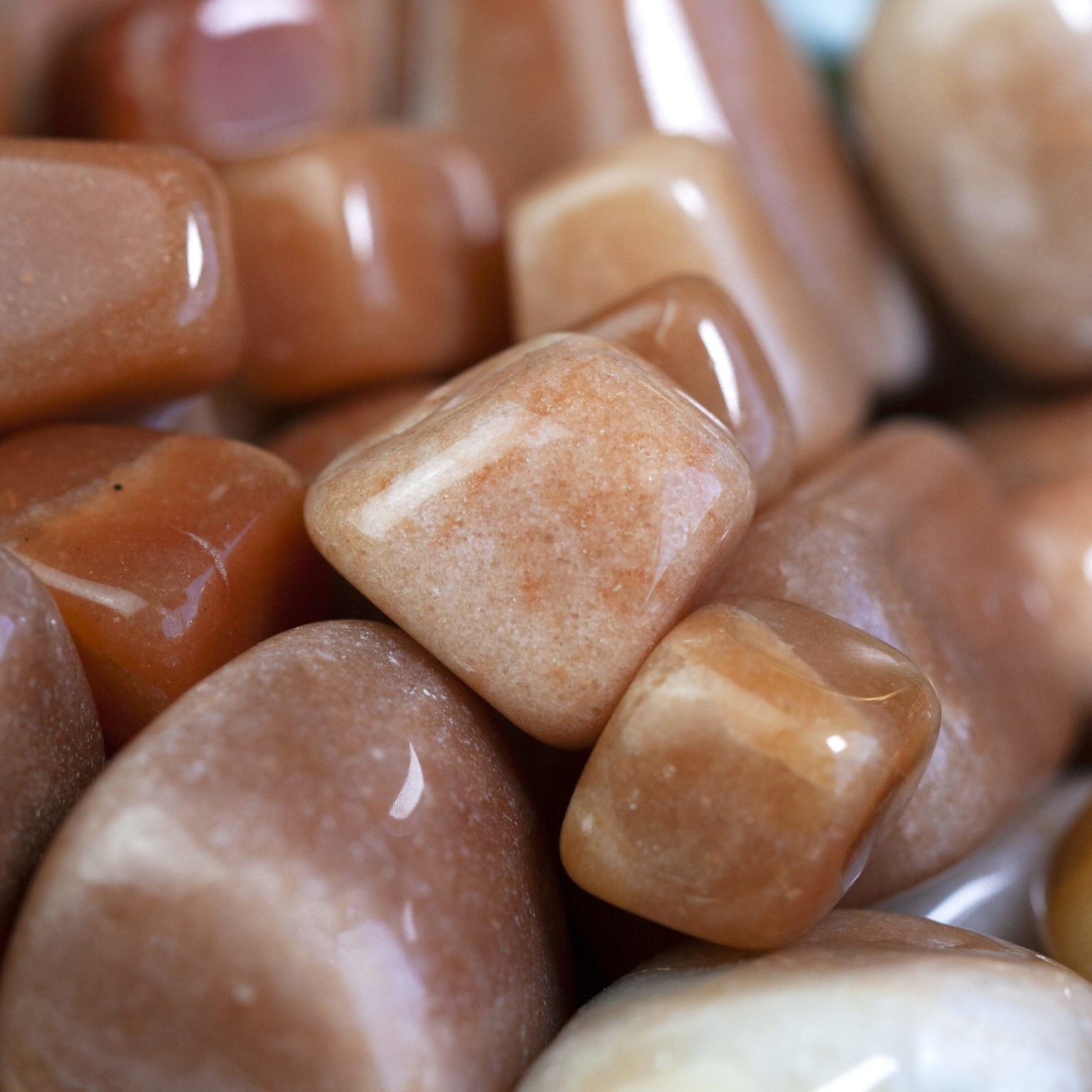 Tumbled Peach Aventurine for emotional balance, creativity, and trust