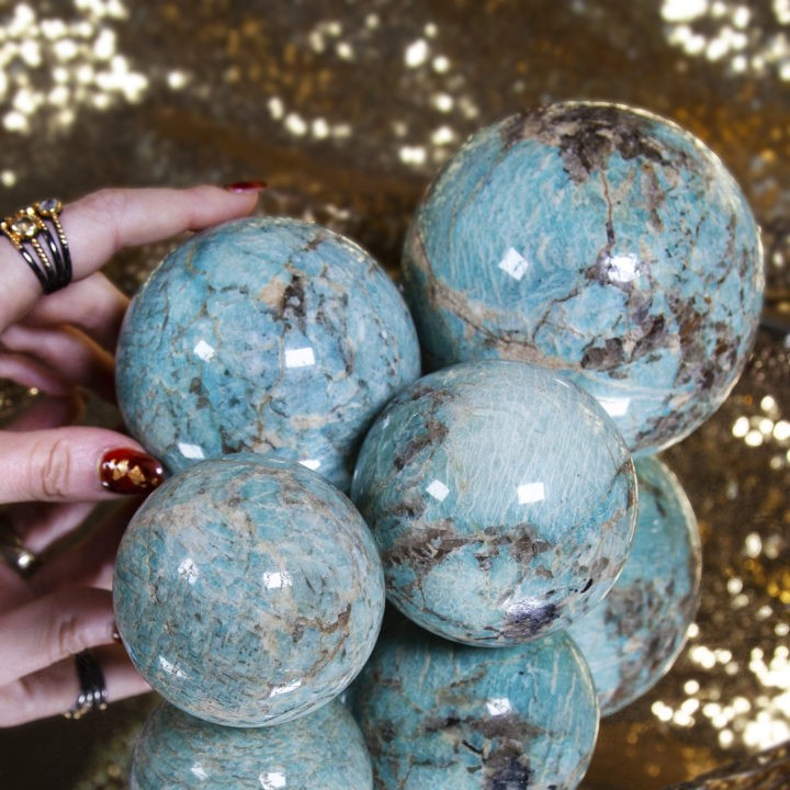 Amazonite and Smoky Quartz Spheres