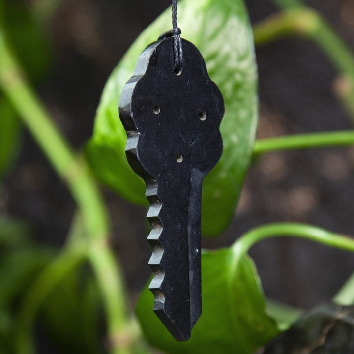 Black Tourmaline Key of Protection Pendants