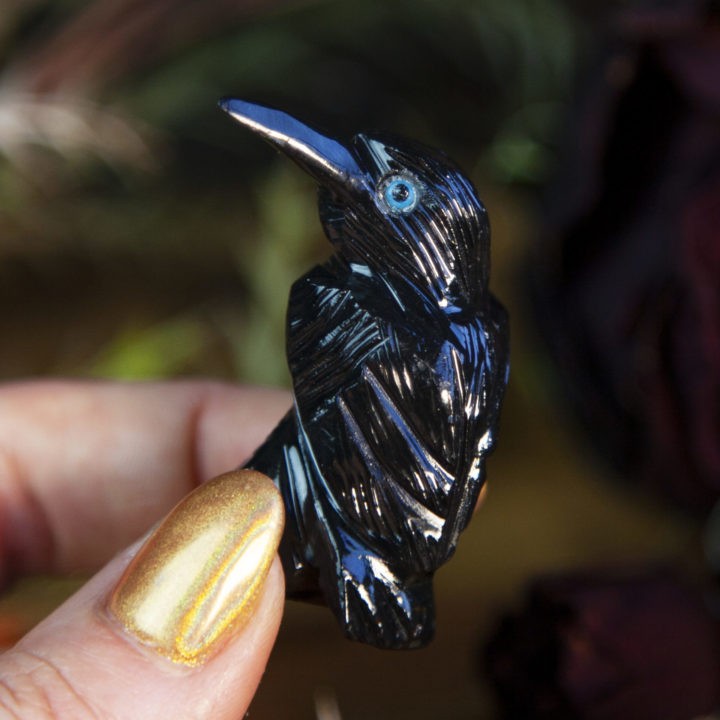 Black Onyx Crow Carvings