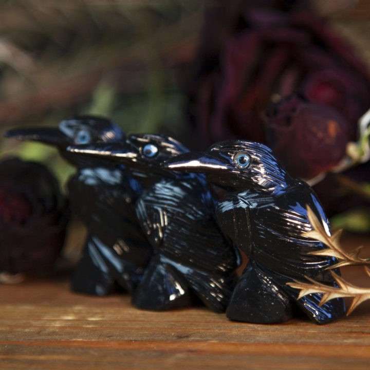 Black Onyx Crow Carvings