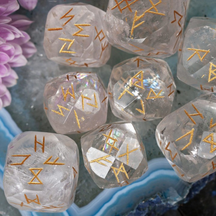 Clear Quartz Rune Dice