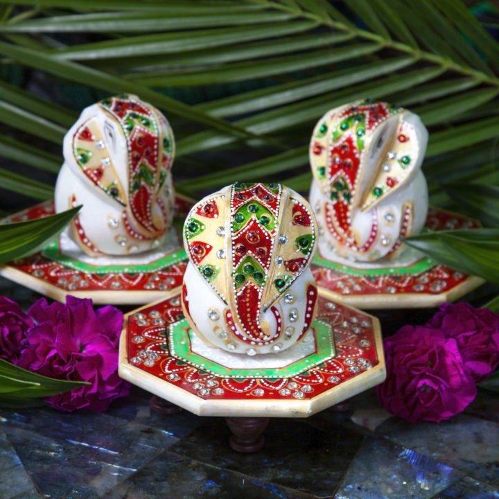 Marble Chowki Good Fortune Ganeshas