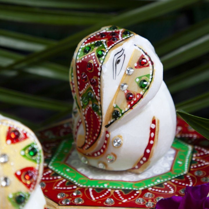 Marble Chowki Good Fortune Ganeshas