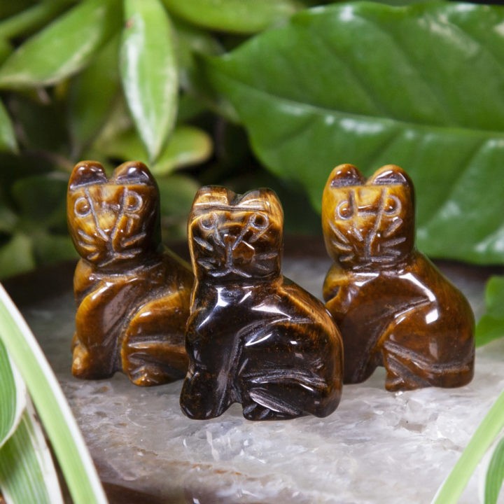 Tigers Eye Cat Carvings