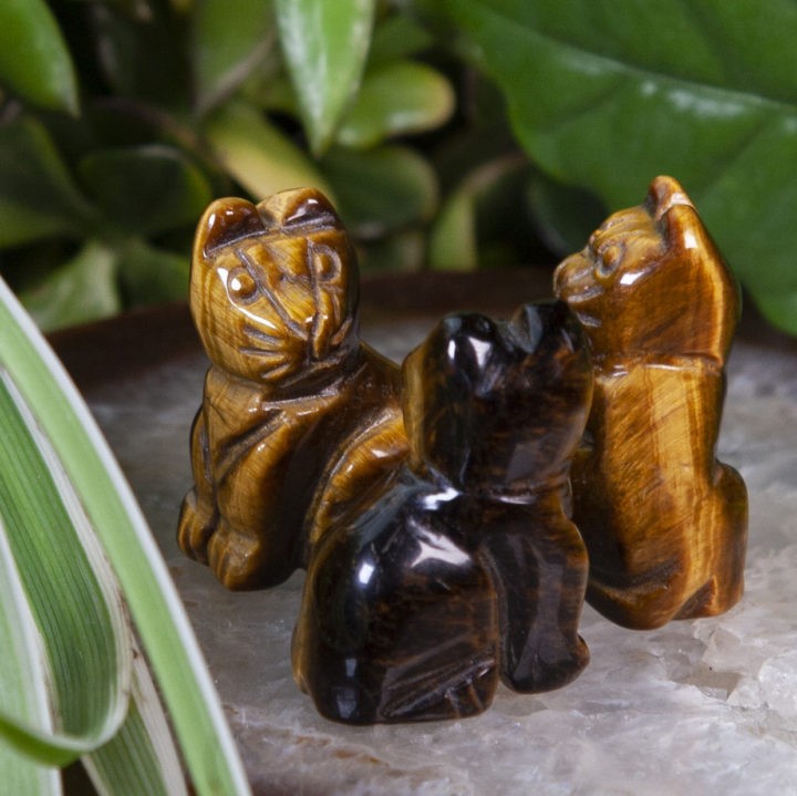 Tigers Eye Cat Carvings