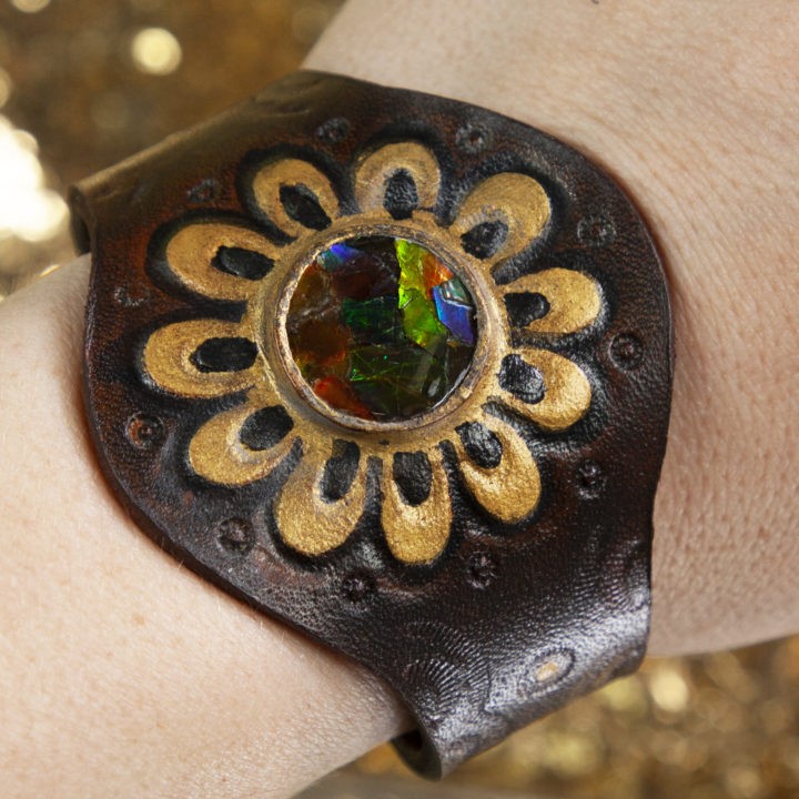 Ammolite Leather Bracelet