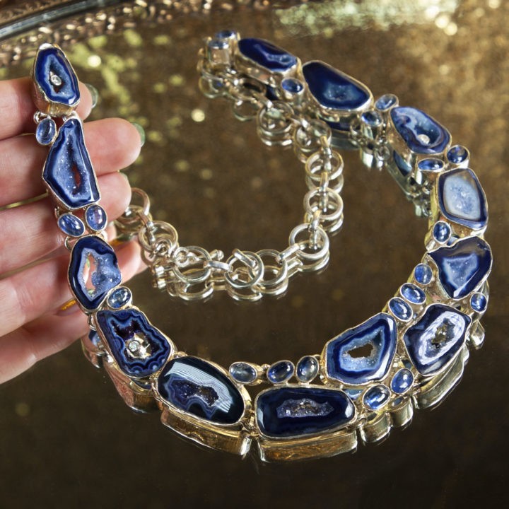 Blue Kyanite and Blue Agate Necklace