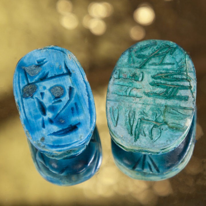 Royal Blue Ceramic Scarab Beetles