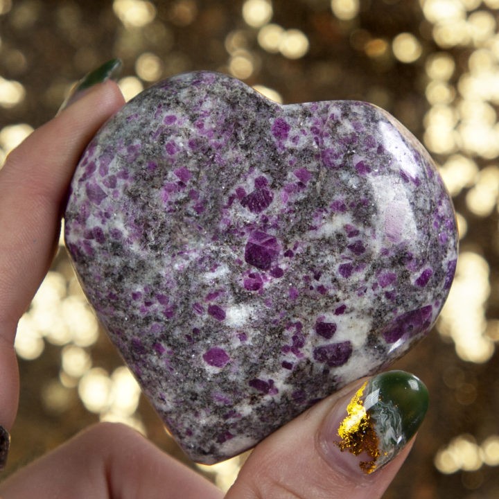 Ruby in Moonstone Feldspar Matrix Heart