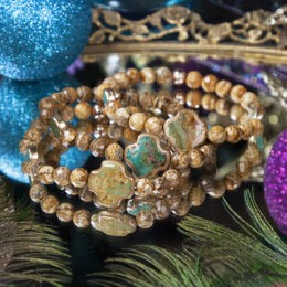 Faceted Picture Jasper and Turquoise Bracelets