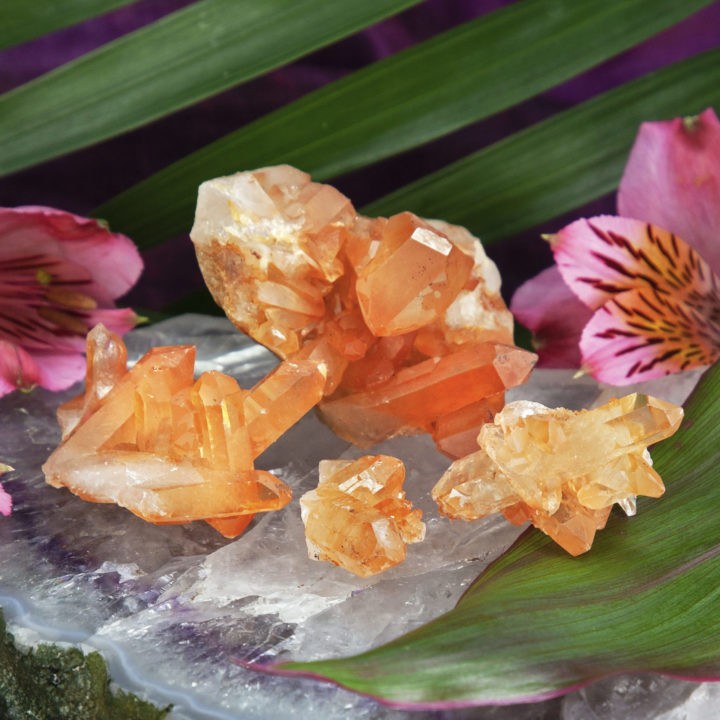 Tangerine Quartz Clusters