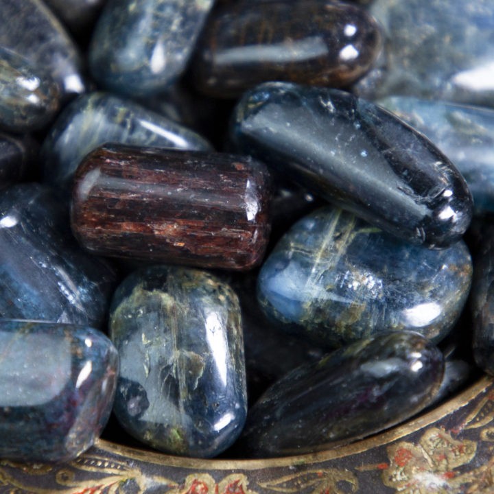 Tumbled Blue Kyanite, Black Tourmaline, and Garnet