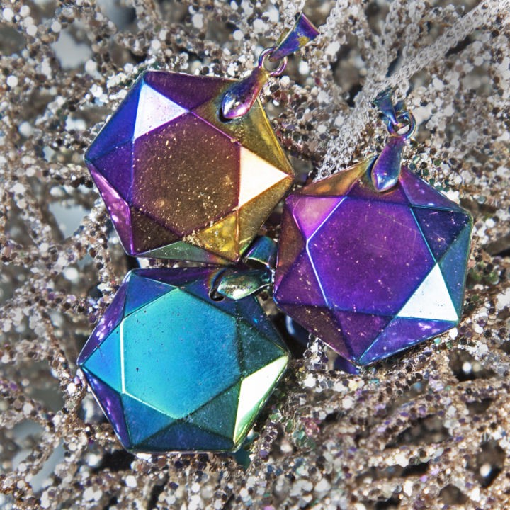 Titanium Aura Quartz Hexagon Pendants