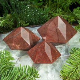 Faceted Hexagonal Red Aventurine Pyramid